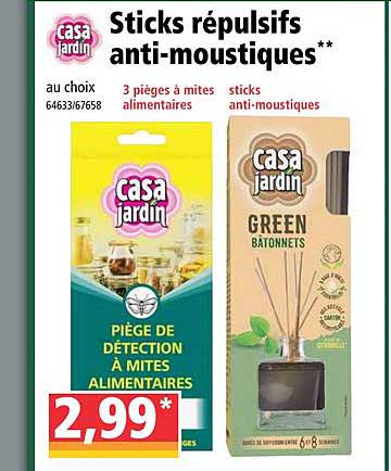 sticks répulsifs anti-moustiques casa jardin