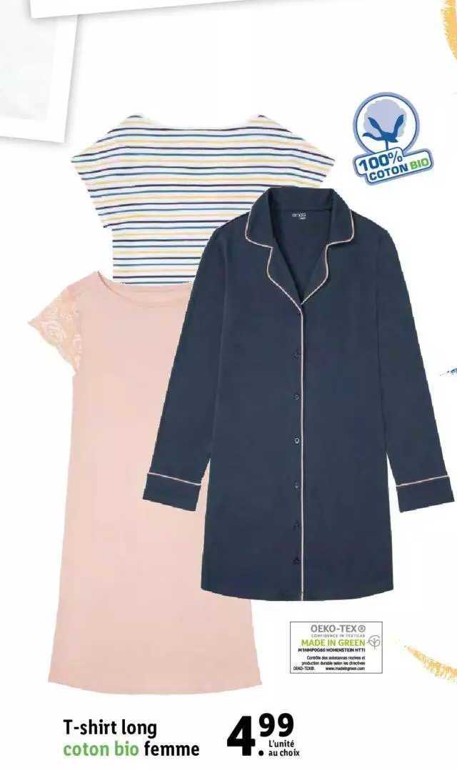 t-shirt long coton bio femme