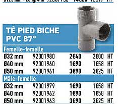 té pied biche pvc 87°