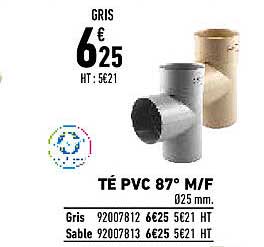 té pvc 87° m-f
