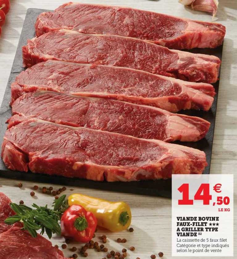 viande bovine : faux-filet à griller type viande