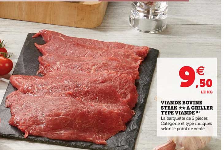 viande bovine : steak à griller type viande