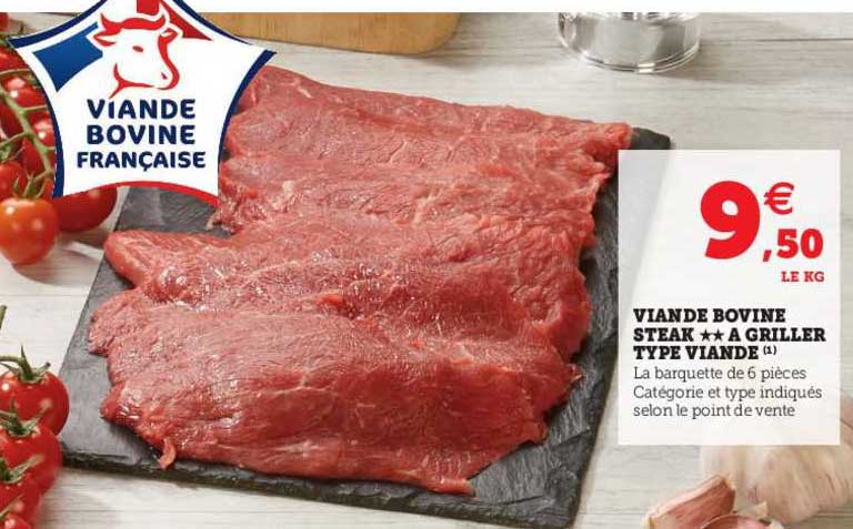 viande bovine : steak à griller type viande