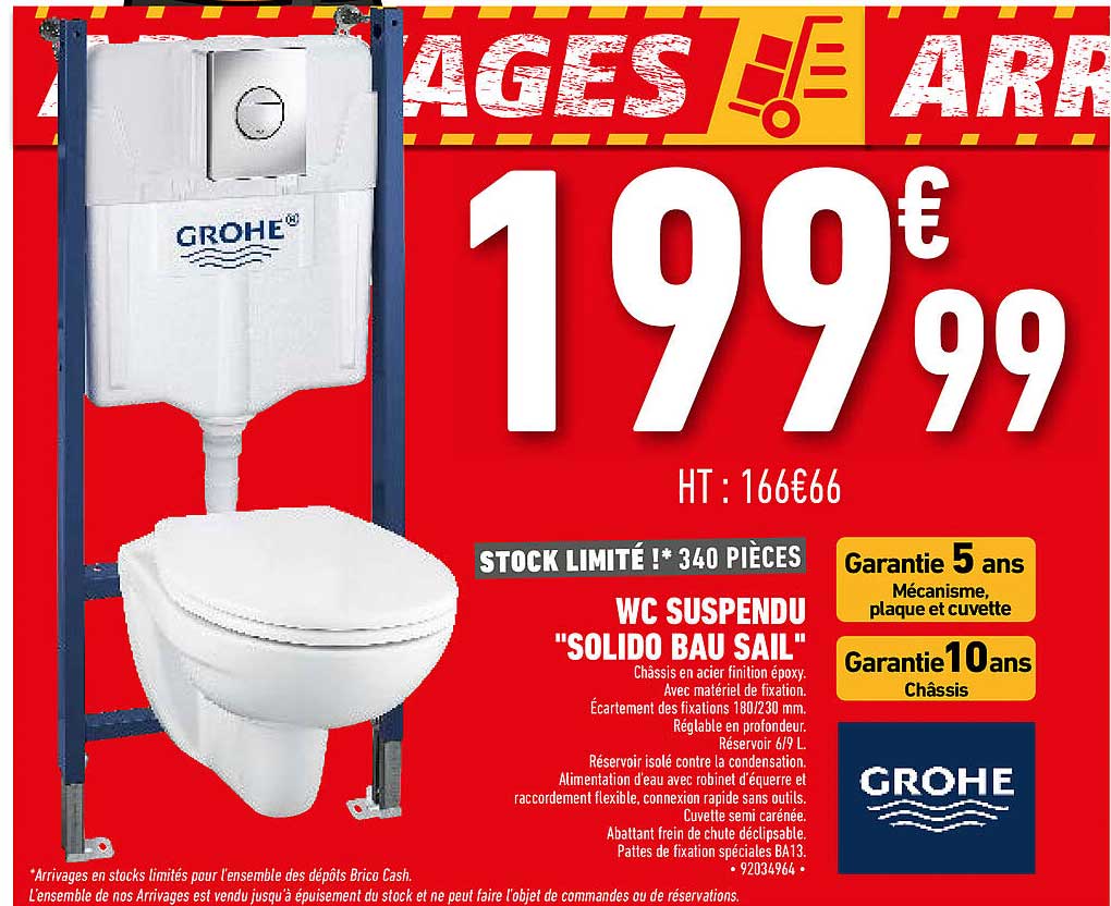 wc suspendu "solido bau sail" grohe