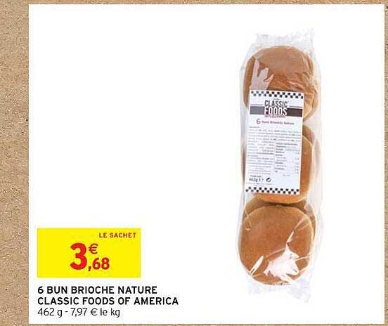 6 bun brioche nature classic foods of america