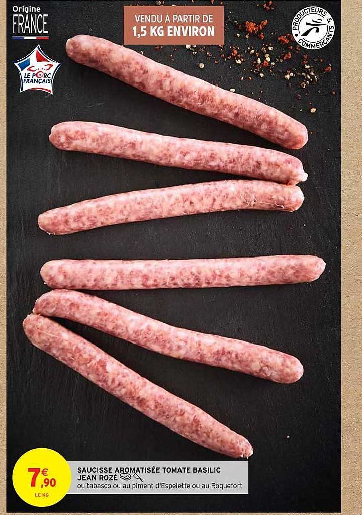 saucisse aromatisée tomate basilic jean rozé