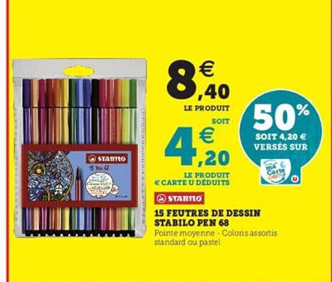 15 feutres de dessin stabilo pen 68