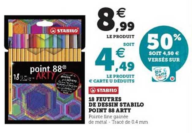 18 Feutre De Dessin Stabilo Point 88 Arty