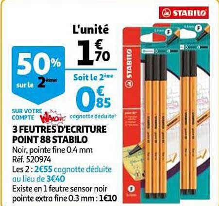 3 feutres d'écriture point 88 stabilo