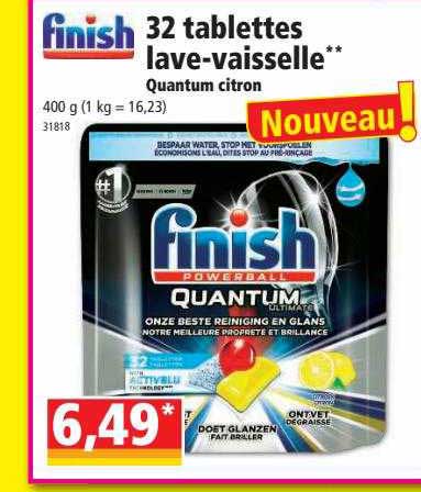 32 tablettes lave-vaisselle quantum citron finish