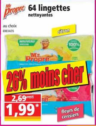 64 lingettes nettoyantes mr propre
