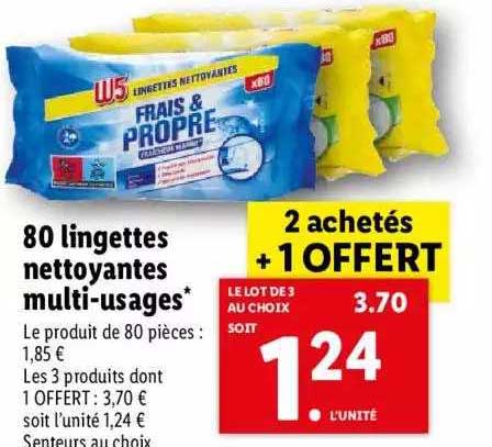 80 lingettes nettoyantes multi-usages
