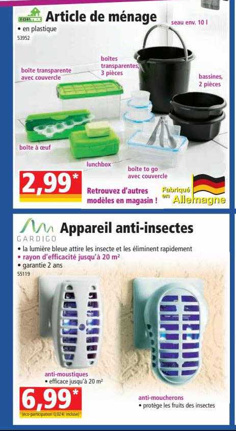 article de ménage toptex, appareil anti-insectes gardigo