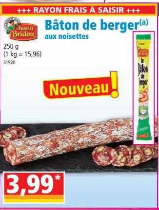 bâton de berger aux noisettes justin bridou