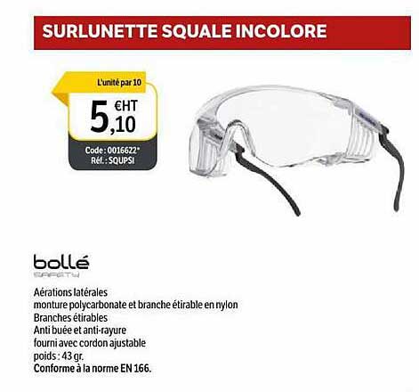 bollé surlunette squale incolore