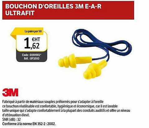bouchon d'oreilles 3m e-a-r ultrafit