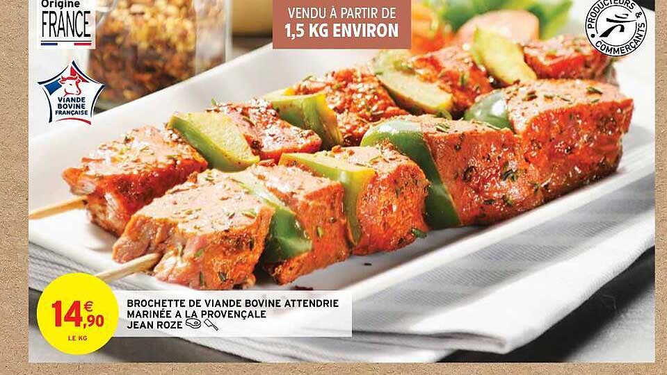 brochette de viande bovine attendrie marinée à la provençale jean rozé