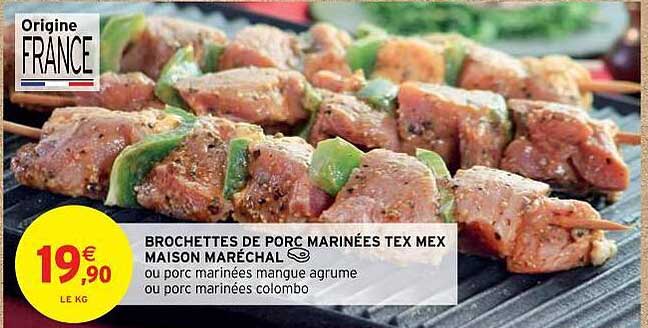 brochettes de porc marinées tex mex maison maréchal