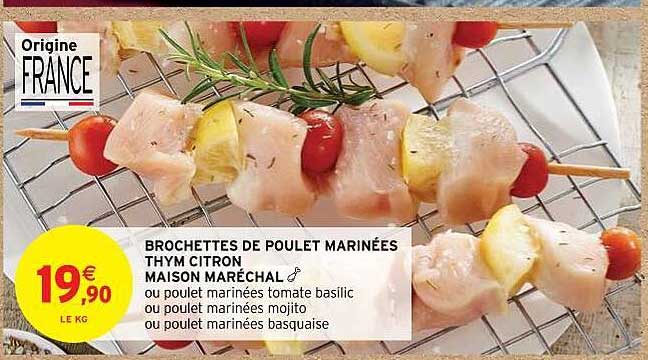 brochettes de poulet marinées thym citron maison maréchal