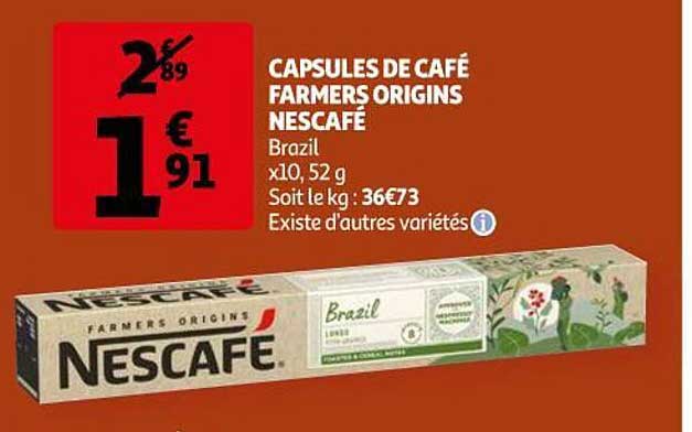 capsules de café farmers origins nescafé