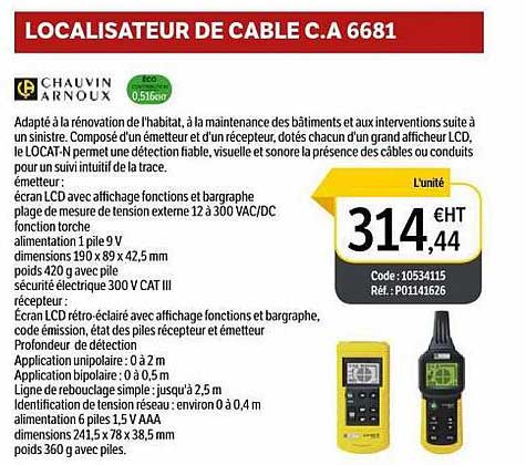 chauvin arnoux localisateur de cable c.a. 6681