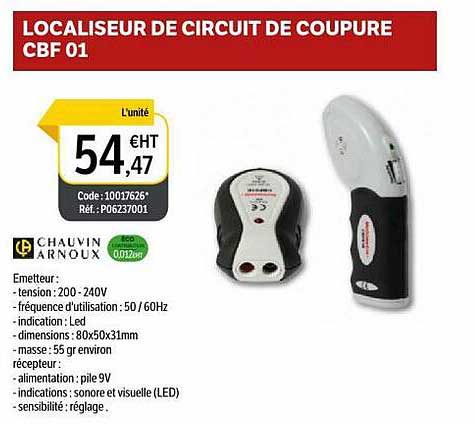 chauvin arnoux localiseur de circuit de coupure cbf 01