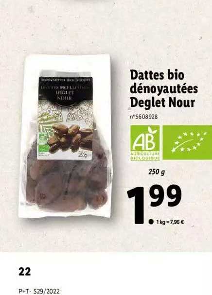 dattes bio dénoyautées deglet nour