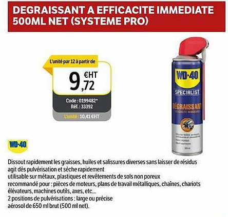 dégraissant à efficacité immédiate 500ml net wd-40