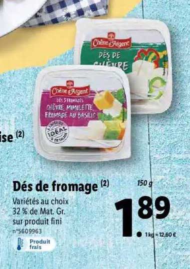 dés de fromage crème d'argent