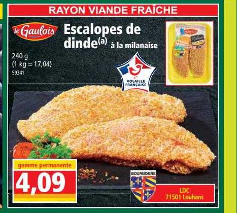 Escalopes De Dinde à La Milanaise Le Gaulois