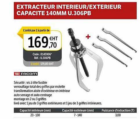 facom extarcteur interieur exterieur capacite 140mm u.306pb