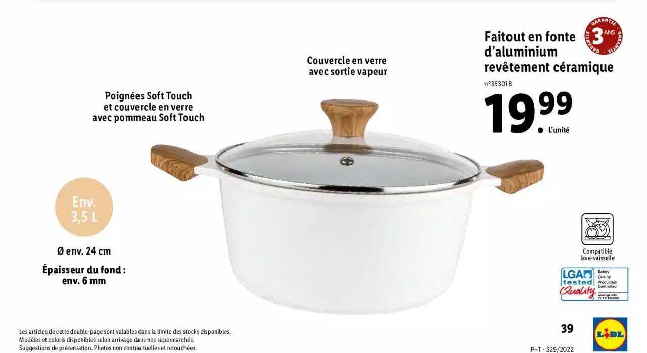 faitout en fonte d'aluminium revêtement céramique