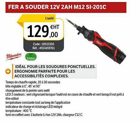 fer à souder 12v 2ah m12 si-201c