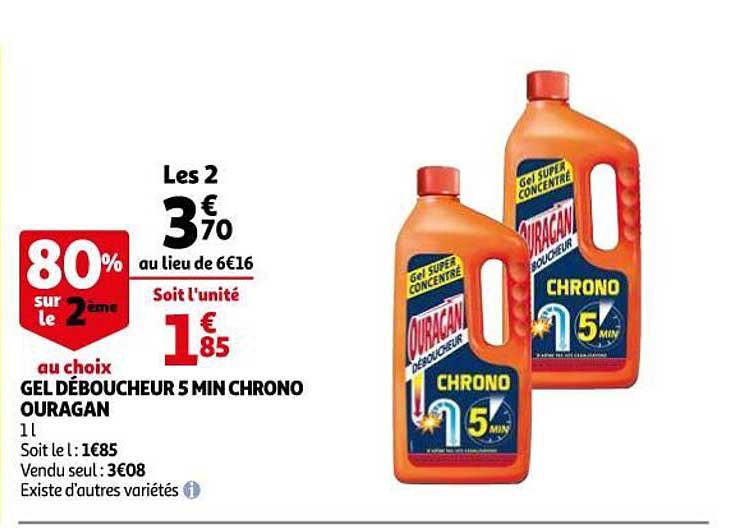 gel déboucheur 5 min chrono douragan 80% sur le 2ème au choix