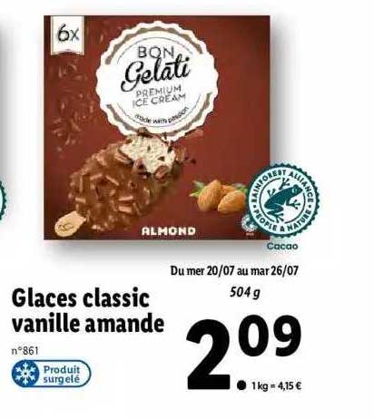 Glaces Classic Vanille Amande Bon Gelati