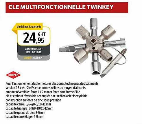 knipex clé multifonctionnelle twinkey