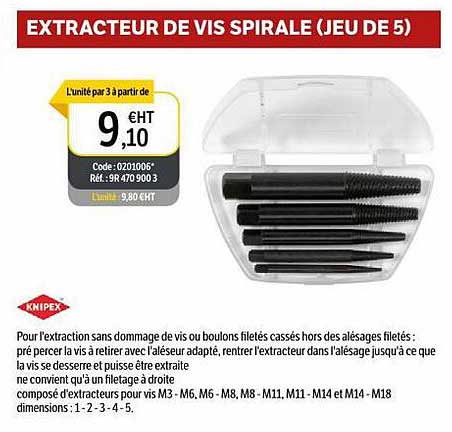 knipex extracteur de vis spirale