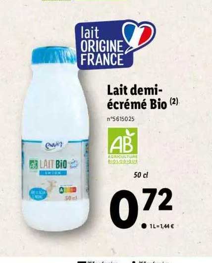 lait demi-écrémé bio