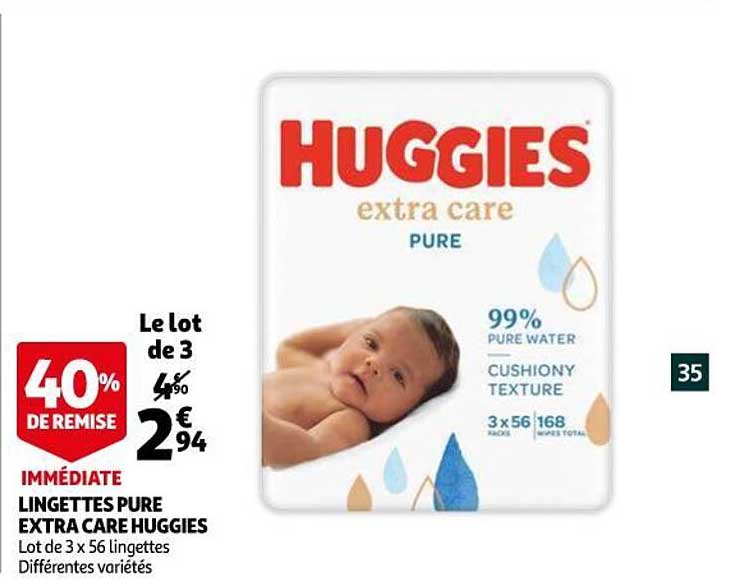Lingettes Pure Extra Care Huggies 40% De Remise Immédiate