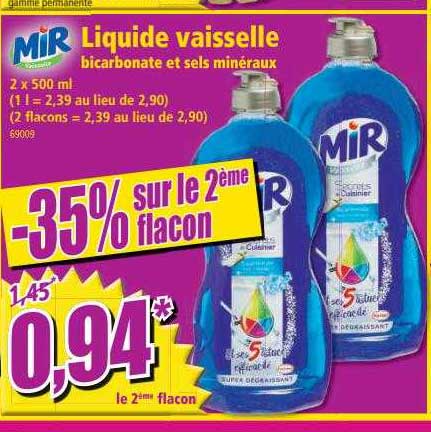 liquide vaisselle bicarbonate et sels minéraux mir