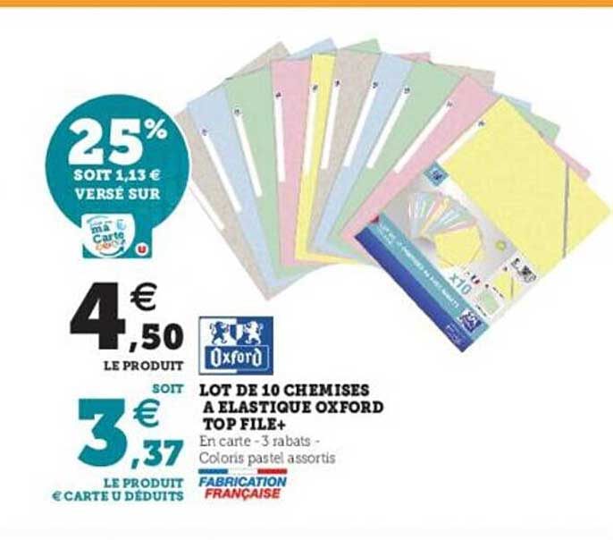 lot de 10 chemise à elastique oxford top file+