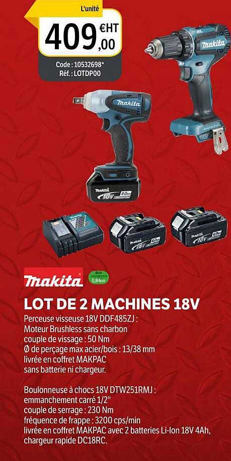 lot de 2 machines 18v makita
