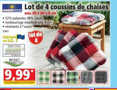 Lot De 4 Coussins De Chaises Solar