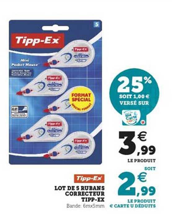 lot de 5 rubans correcteur tipp-ex
