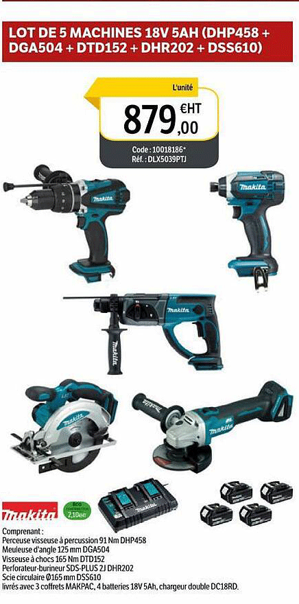 makita lot de 5 machines 18v 5ah