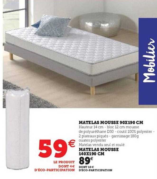 matelas mousse 90x190 cm matelas mousse 140x190 cm