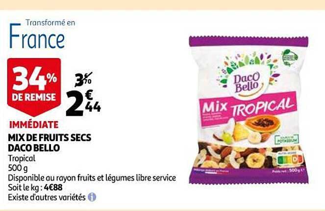 mix de fruits secs daco bello 34% de remise immédiate