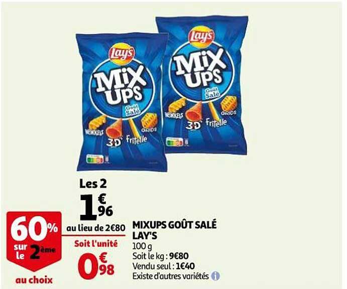 Mixups Goût Salé Lay's 60% Sur Le 2ème Au Choix