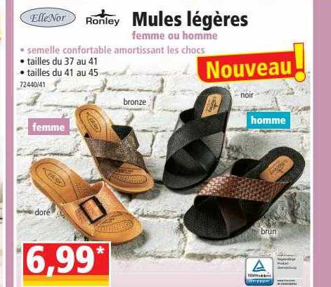 mules légères femme ou homme elleNor