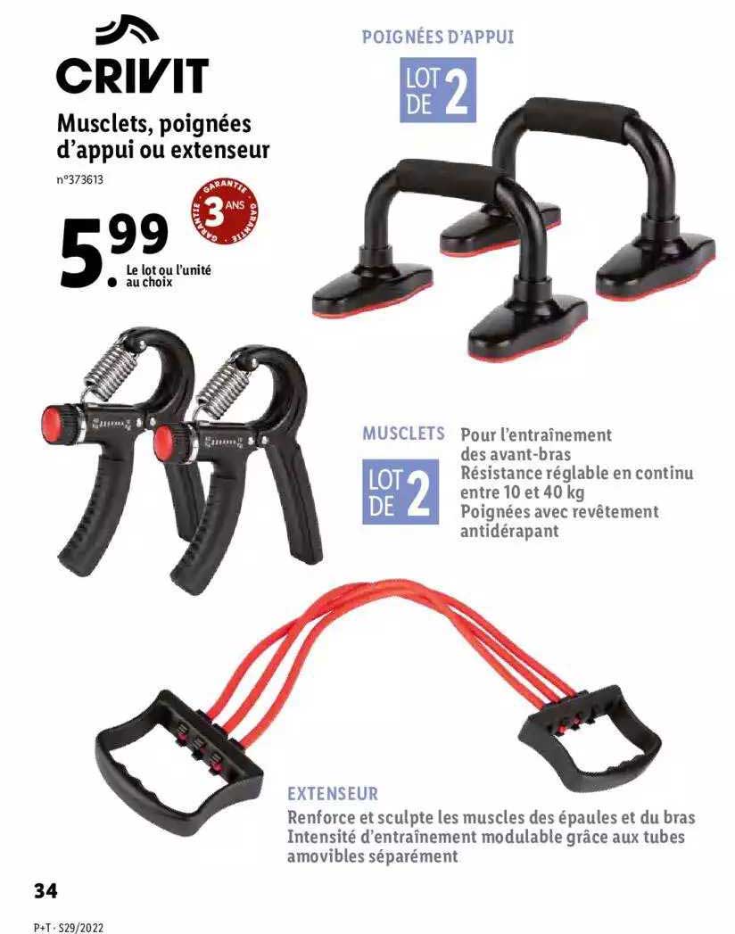 musclets, poignées d'appui ou extenseur crivit